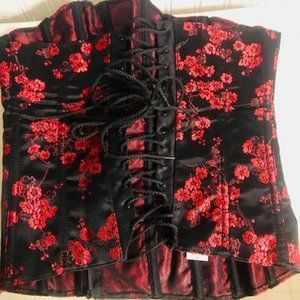 Boosting Corset Flower Patterned Black & Red – 38